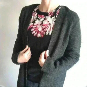 Zara Women’s Knit Grey Open Cardigan Cabincore Sweater Small 8